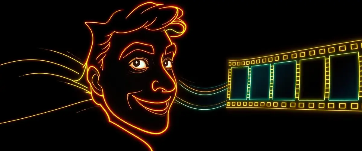 Неоновый портрет с живой мимикой выходит из кадра — обзор нейросети для видео